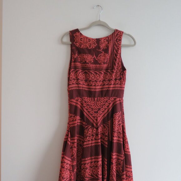 ANTHROPOLOGIE PILCRO Crimson Cotton Pilcro Burnout V-Neck Velvety Dress - Size 4 - Picture 13 of 16